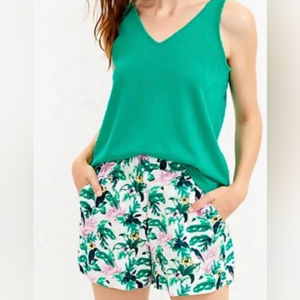 LOFT Leafy Print Garment in Pink and Green